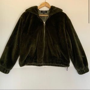CoffeeShop Green Faux Fur Jacket